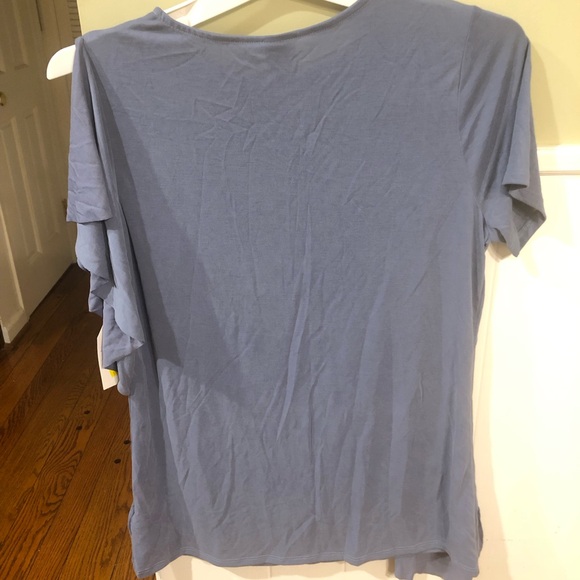 Blue Asymmetrical Ruffle Top - Picture 3 of 3